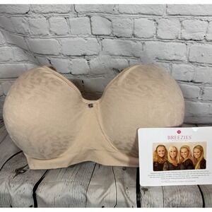 Breezies Women's Leopard Back Smoothing Bra Nude New Hook & Loop